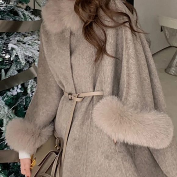 High End Double Sided Coat Women's Fox Collar Cloak Shawl Woolen Fashion - Picture 3 of 7